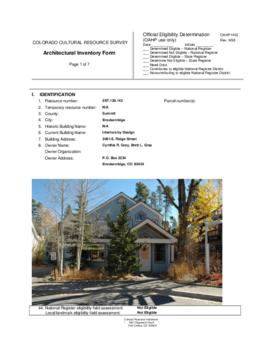 306.5 South Ridge Street Architectural Inventory Form