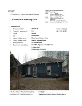 215 South High Street Architectural Inventory Form