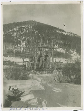 The Reliance dredge in snowy French Gulch, near Breckenridge