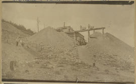 Mine operations with elevated tracks over a mine dump near Breckenridge