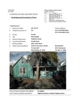 206 South Harris Street Architectural Inventory Form