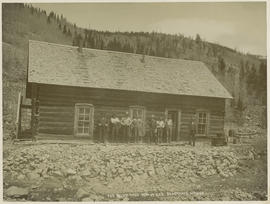 Men outside the Blue Hill Mining Company's boardinghouse at the Minnie Mine, east of Breckenridge