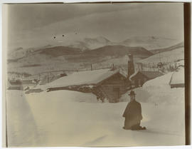 Ezra Stewart in the snow outside Hawkins cabin in Breckenridge