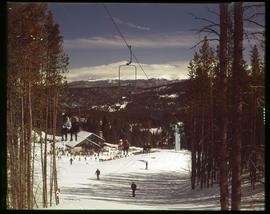 Chairlift 1 and Bergenhof Bar and Restaurant at Peak 8 base of Breckenridge ski area