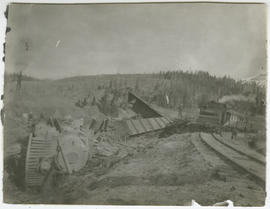 Train wreck on the Colorado and Southern Railway tracks along Fremont Pass