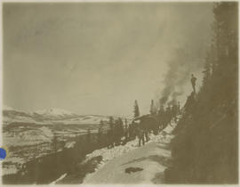 Rotary snow plow and helper engines on Barney Ford Hill east of Breckenridge