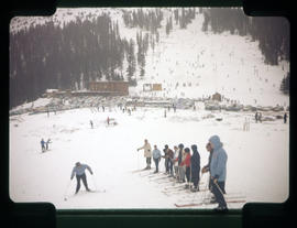 Ski school lessons at a ski area in Colorado