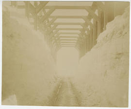 Railroad snow shed on Boreas Pass after the Big Snow winter of 1899