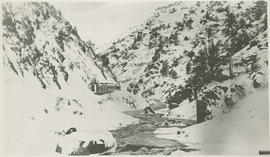 Railroad blocked by snow in the Ten Mile Canyon near Frisco