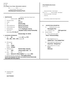 111 East Washington Avenue Architectural Inventory Form