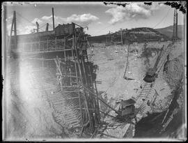 Two locomotive cranes in the Gold Pan excavation pit