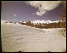 Snowy view of Breckenridge ski area and Tenmile Range