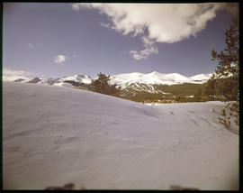 Snowy view of Breckenridge ski area and the Tenmile Range