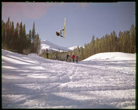 Trygve Berge performs a somersault on skis at Breckenridge ski area