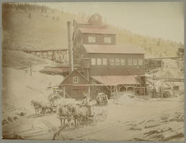 Wagons haul ore from Wellington Mine and Mill operations in French Gulch near Breckenridge