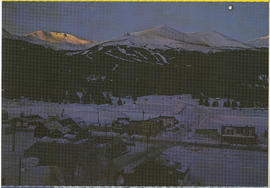 Full moon at dawn over Breckenridge and the Breckenridge ski area